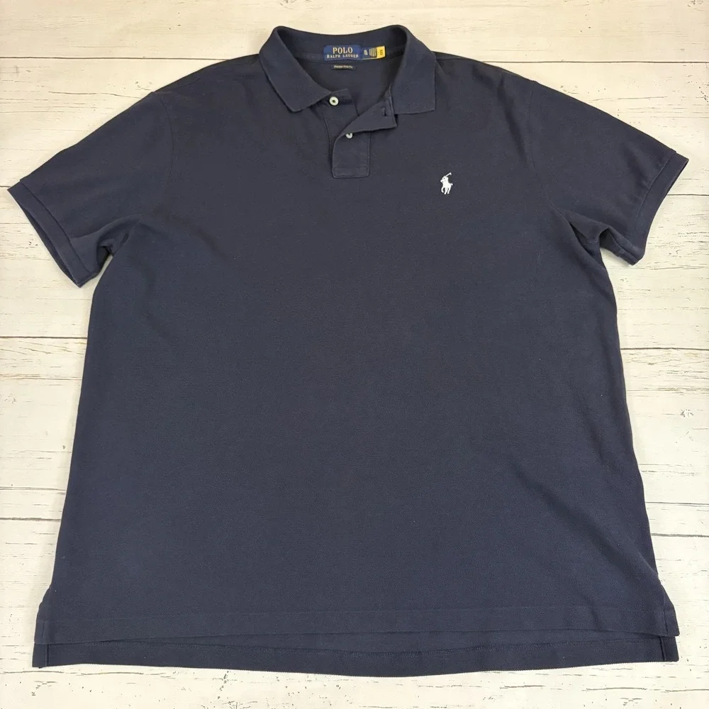 Polo Ralph Lauren Custom Slim Fit Polo Shirt Mens XL Black Cotton Pony Logo
